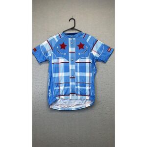 Primal Cycling Jersey Mens‎ Medium Plaid Denver Post Pedal The Plains Western